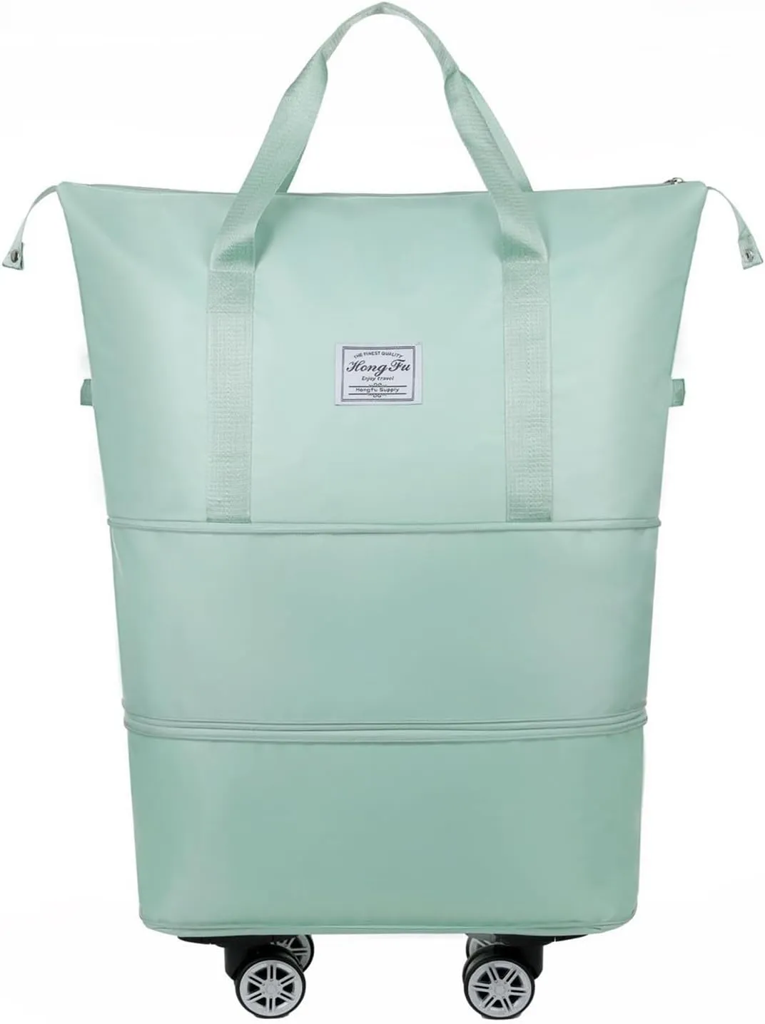 Travel Tote Bag with Trolley Sleeve Expandable Extra Duffel Bag with Wheels Lightweight Traveling Foldable Suitcase