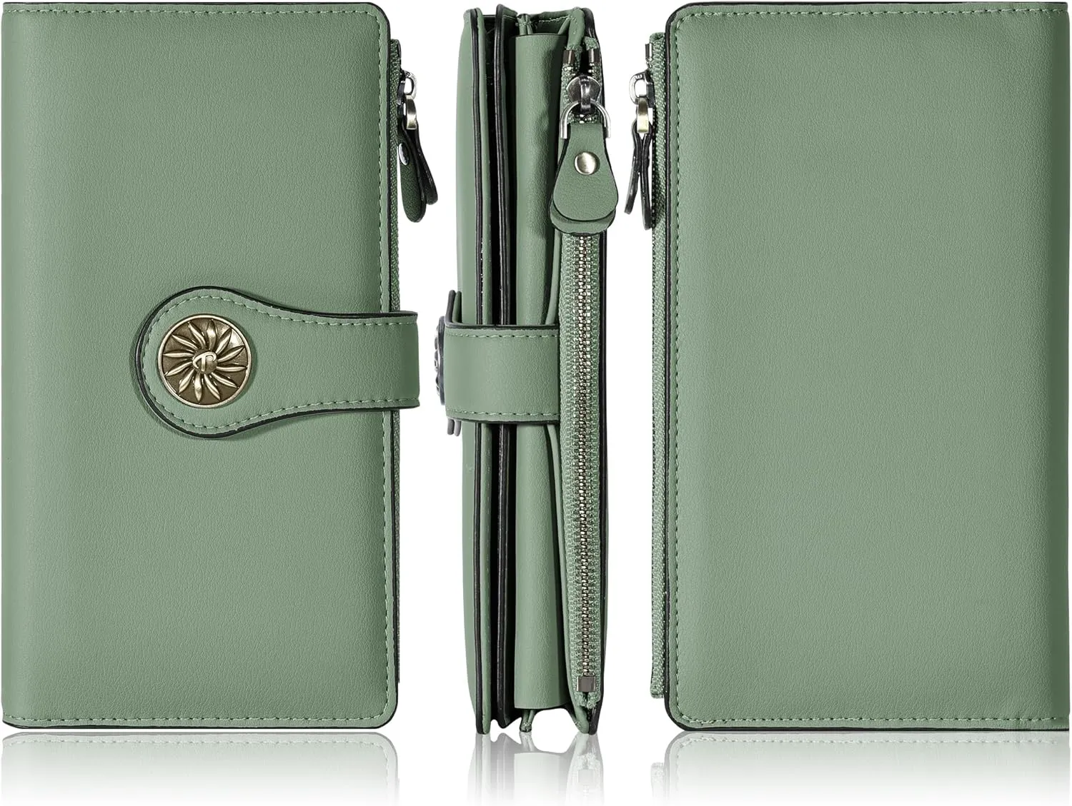 Travelambo Women's Wallet RFID Blocking Trifold Clutch Large Capacity Credit Card Holder Travel Purse