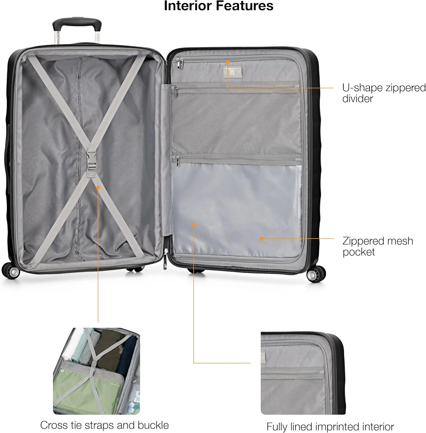 Traveler's Choice Elm Expandable Spinner Luggage Set, Matte Black, 21" Carry-On
