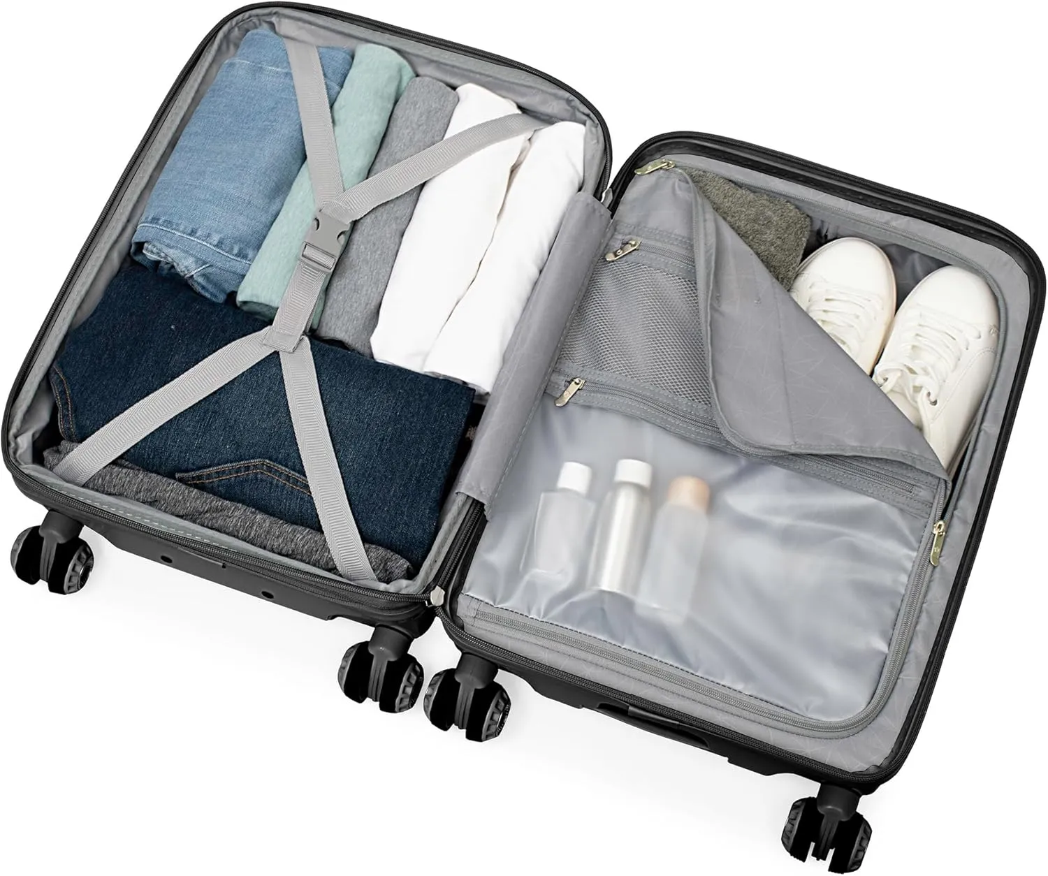 Traveler's Choice Elm Expandable Spinner Luggage Set, Matte Black, 21" Carry-On