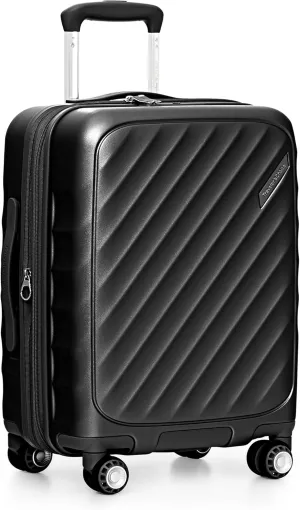 Traveler's Choice Elm Expandable Spinner Luggage Set, Matte Black, 21" Carry-On