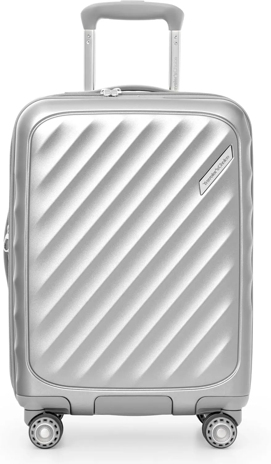 Traveler's Choice Elm Expandable Spinner Luggage Set, Matte Silver, 21" Carry-On