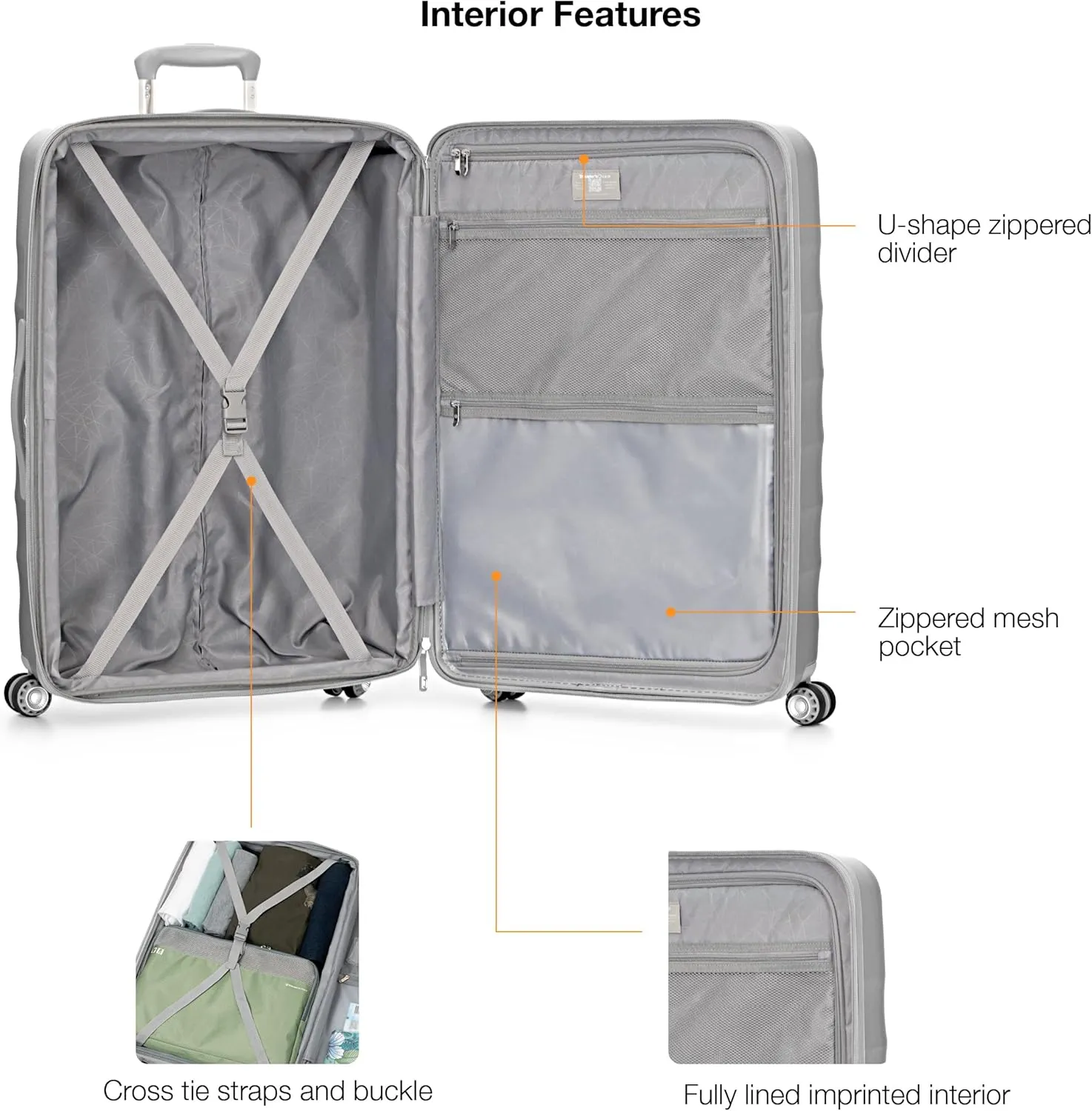 Traveler's Choice Elm Expandable Spinner Luggage Set, Matte Silver, 21" Carry-On