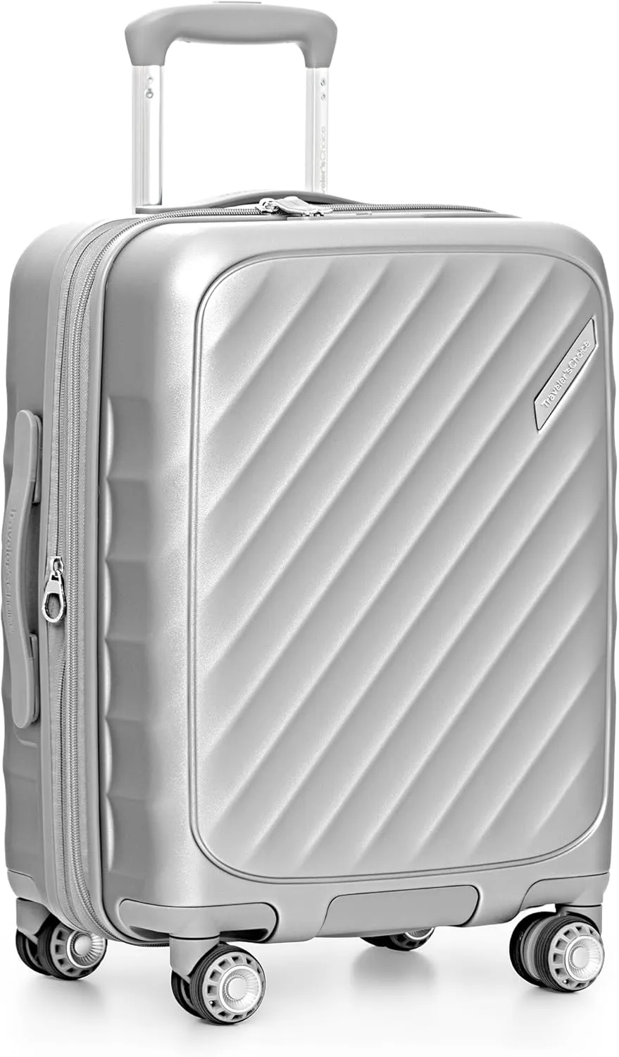 Traveler's Choice Elm Expandable Spinner Luggage Set, Matte Silver, 21" Carry-On