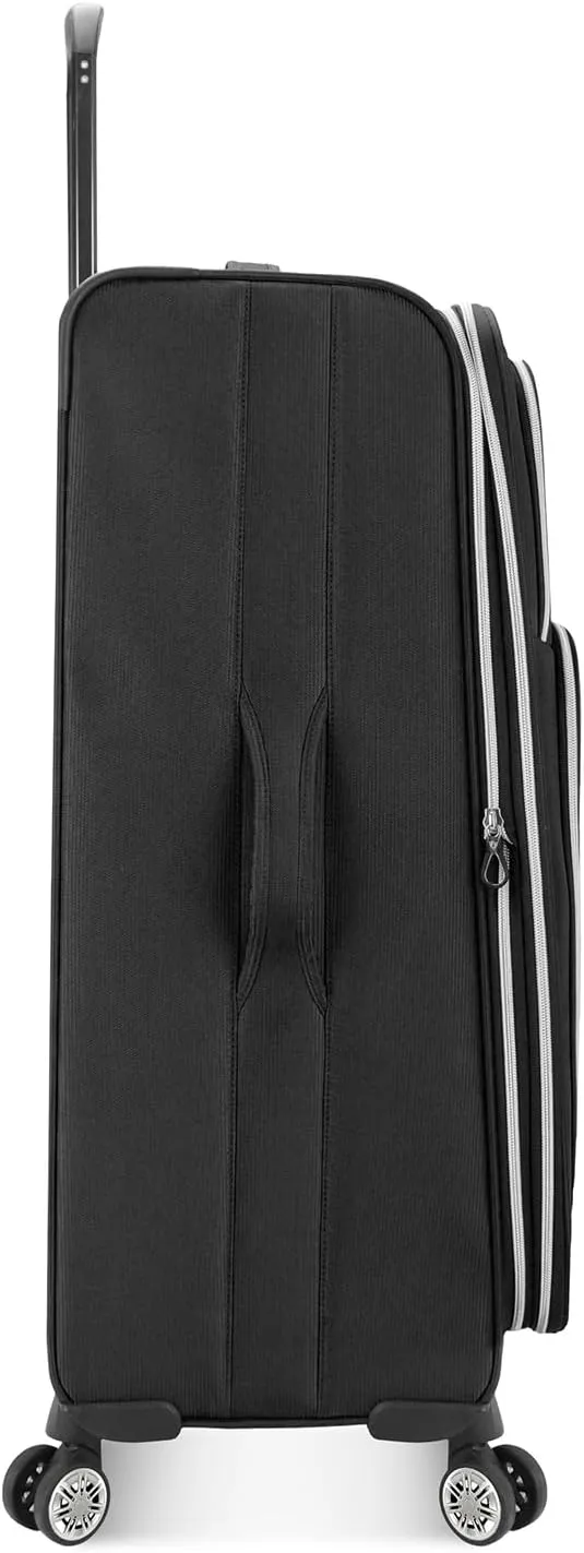 Traveler's Choice Lares Softside Expandable Luggage with Spinner Wheels, Black, 3 Piece Luggage Set