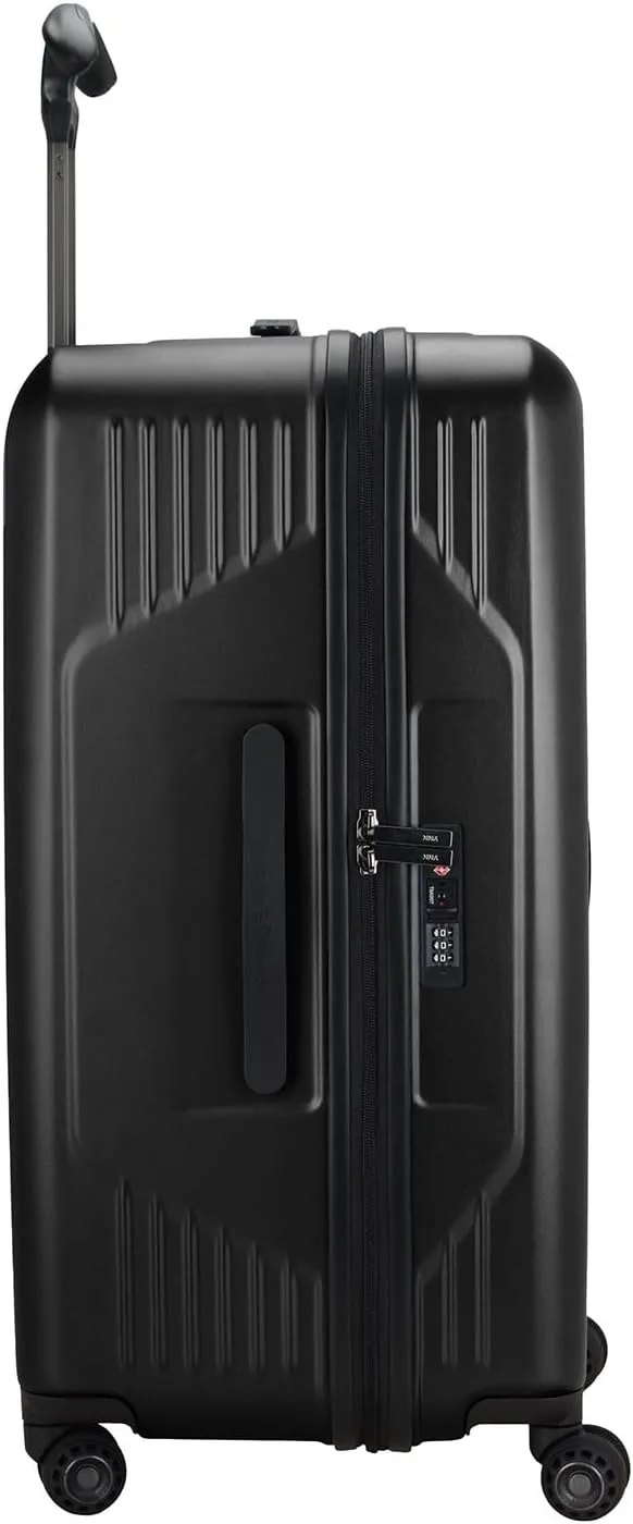 Traveler's Choice Ultimax II 26" Medium Trunk Spinner Luggage, Tie Down Straps, Matte Black, Checked Inch