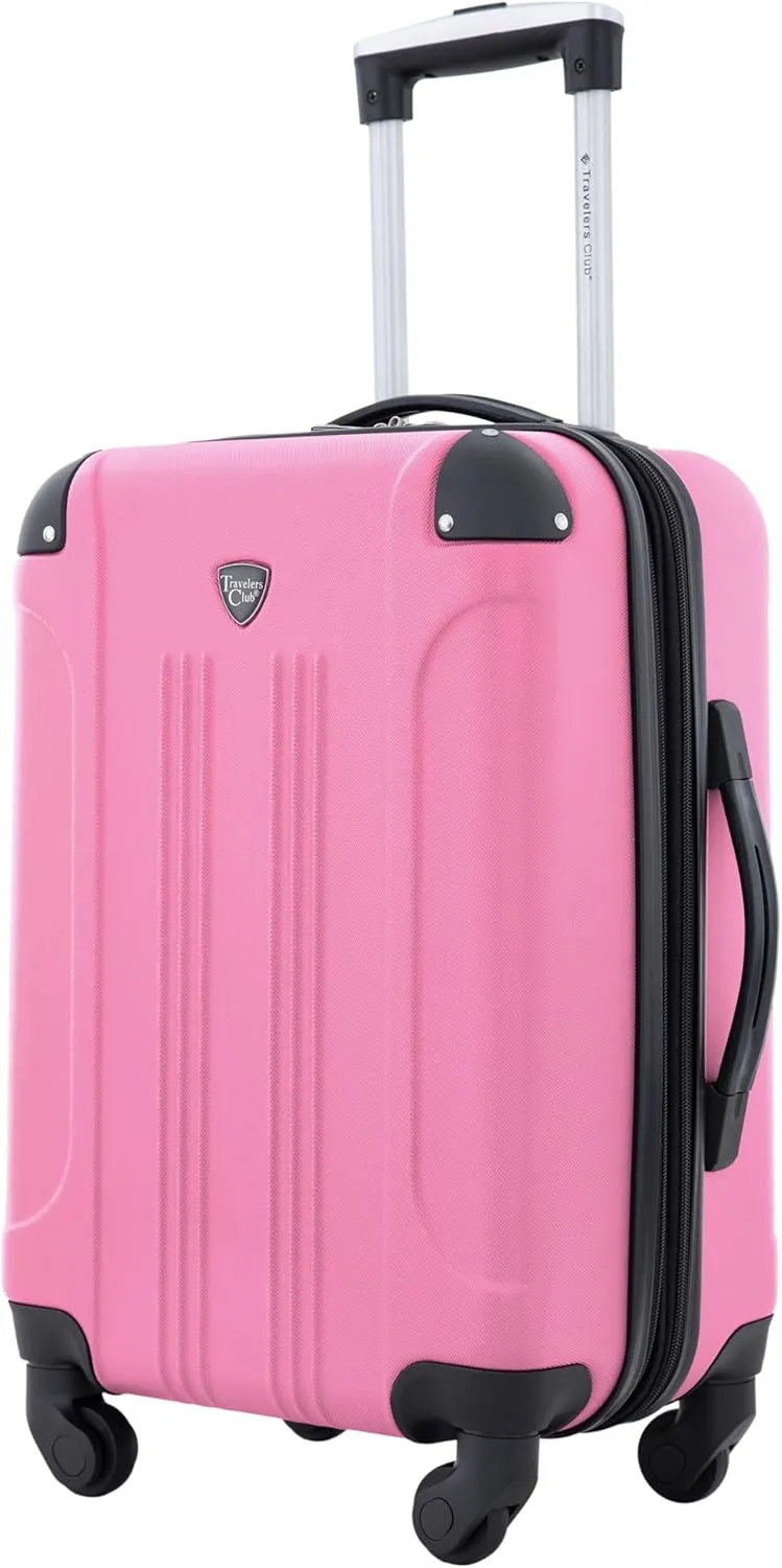 Travelers Club Chicago Hardside Expandable Spinner Luggages, Hot Pink, 20" Carry-On, HS-20720-EX-690N