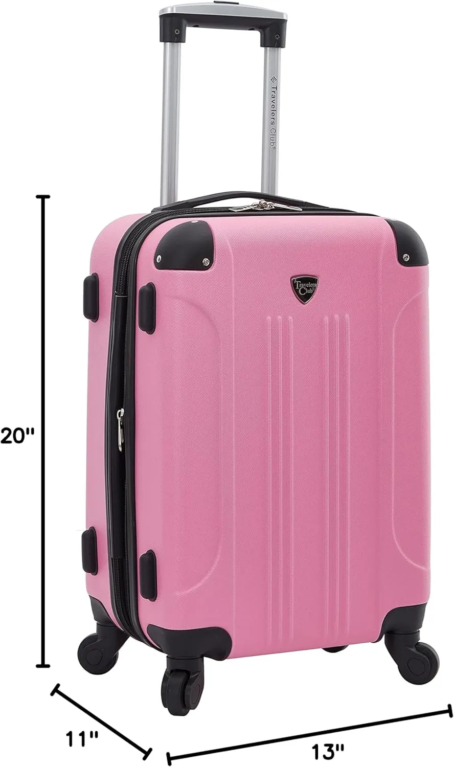 Travelers Club Chicago Hardside Expandable Spinner Luggages, Hot Pink, 20" Carry-On, HS-20720-EX-690N