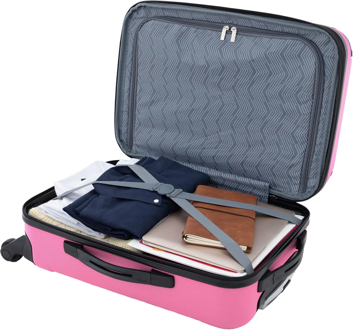 Travelers Club Chicago Hardside Expandable Spinner Luggages, Hot Pink, 20" Carry-On, HS-20720-EX-690N