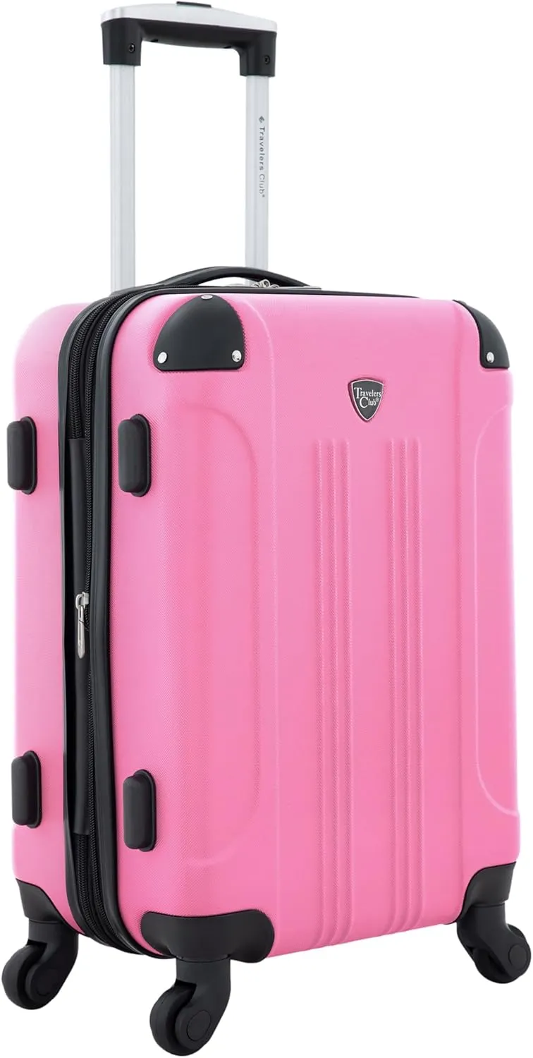 Travelers Club Chicago Hardside Expandable Spinner Luggages, Hot Pink, 20" Carry-On, HS-20720-EX-690N