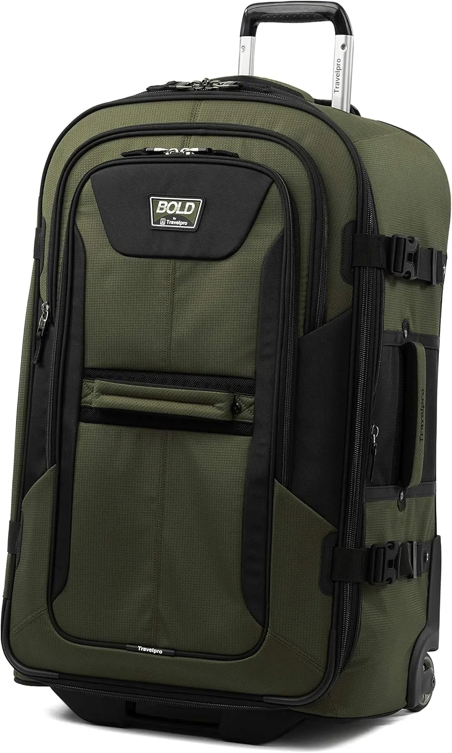 Travelpro Unisex-Adult Bold Softside Expandable Rollaboard Upright Luggage, Olive/Black, Checked-Large 28-Inch