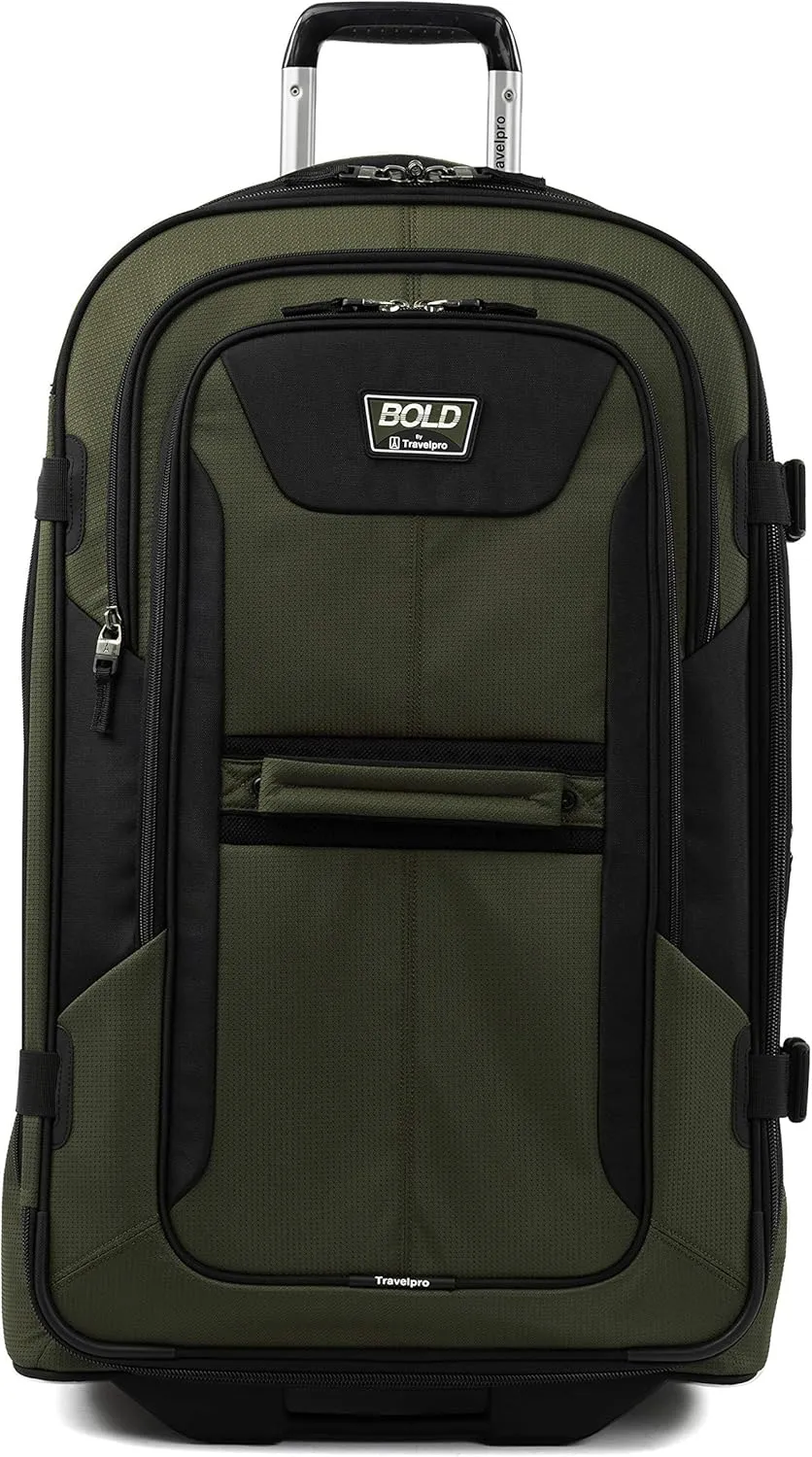 Travelpro Unisex-Adult Bold Softside Expandable Rollaboard Upright Luggage, Olive/Black, Checked-Large 28-Inch