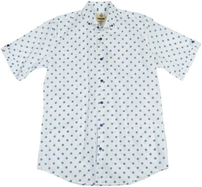 Trend White Oxford Wheel Short Sleeve Stretch Sport Shirt