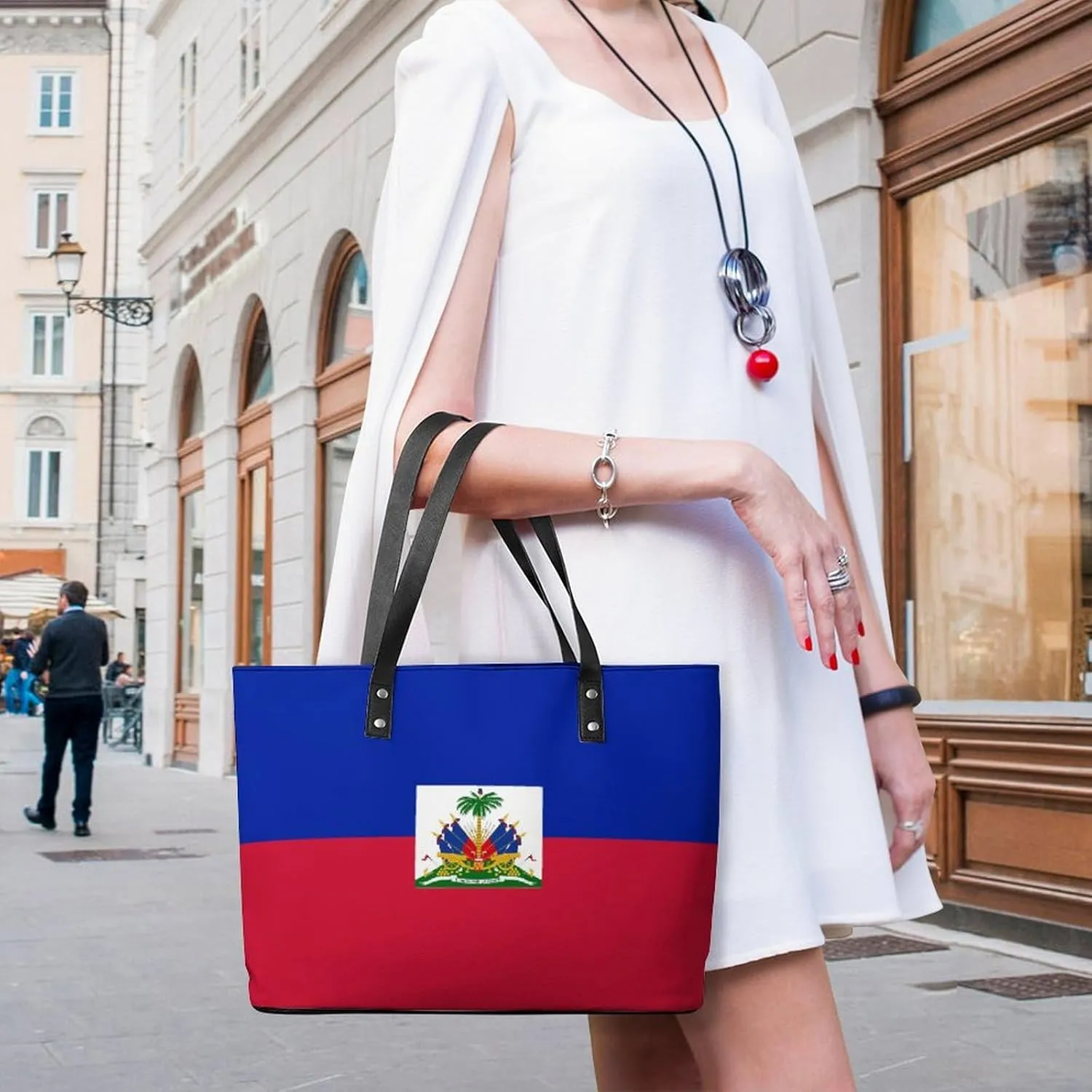 Trendy Hungary Flag Zipper Shoulder Bag Women Stylish Leather Tote for Daily Use