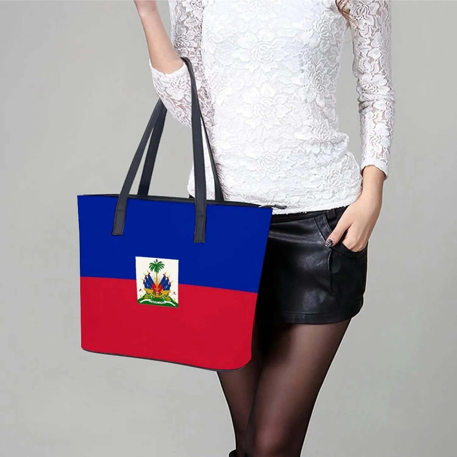 Trendy Hungary Flag Zipper Shoulder Bag Women Stylish Leather Tote for Daily Use
