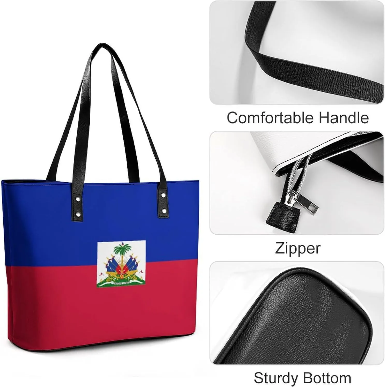 Trendy Hungary Flag Zipper Shoulder Bag Women Stylish Leather Tote for Daily Use