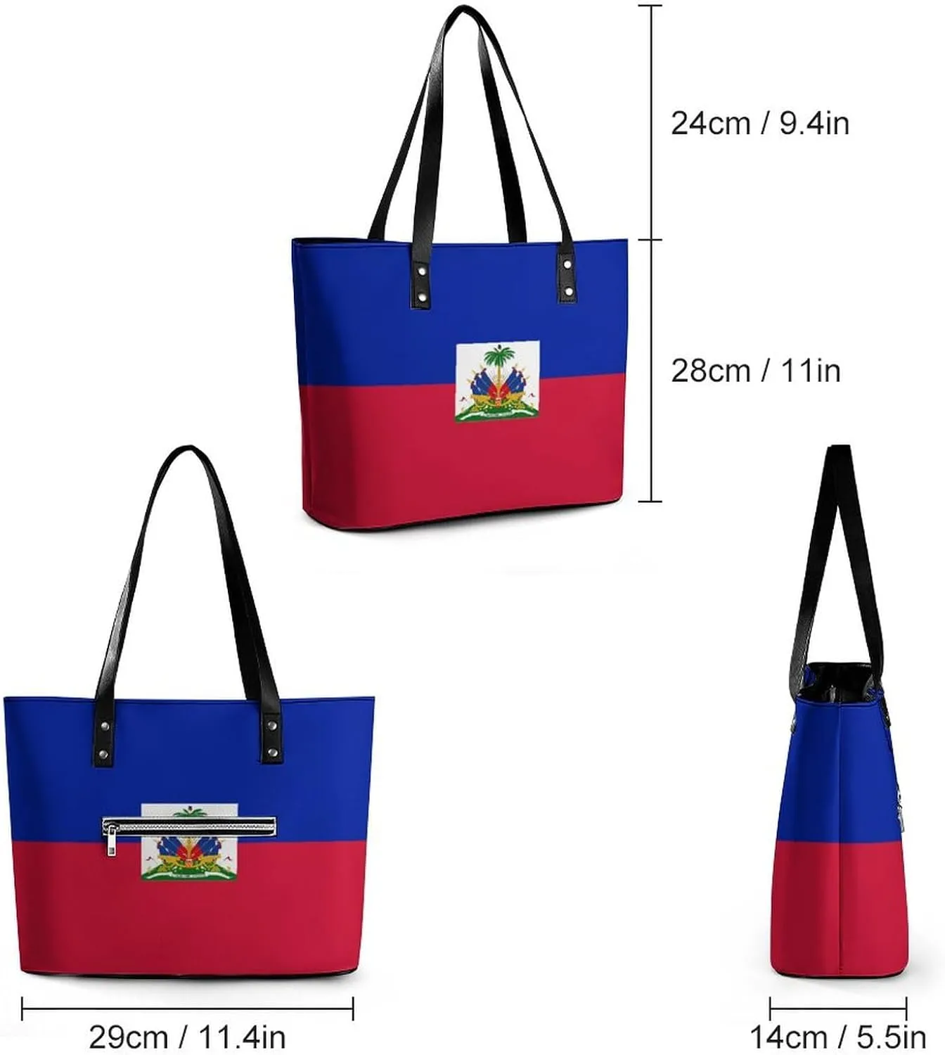 Trendy Hungary Flag Zipper Shoulder Bag Women Stylish Leather Tote for Daily Use