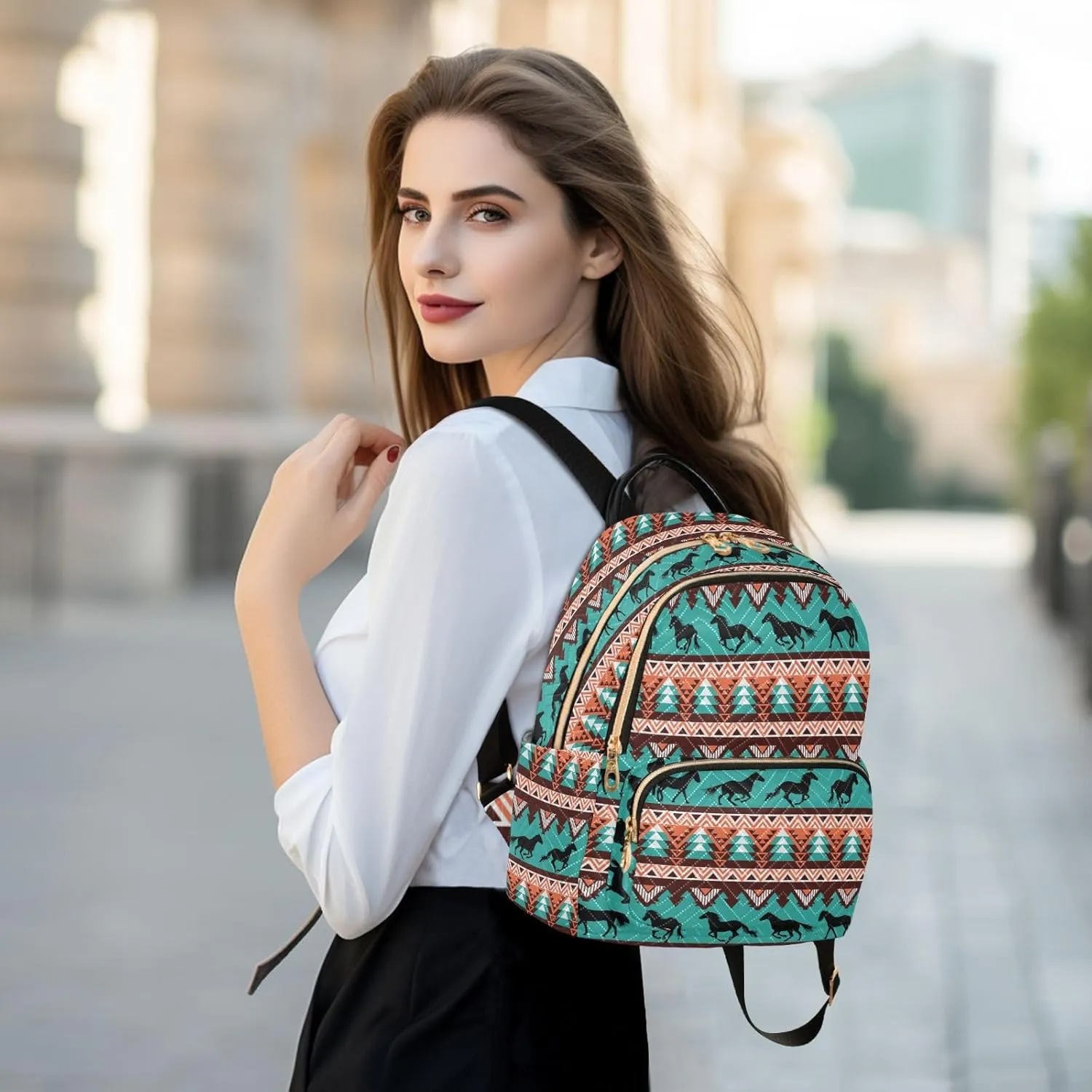 Tribal Aztec Print Mini Backpack for Women, Travel Backpack Purse for Ladies Fashion Shoulder Bag Daypack Travel Bag