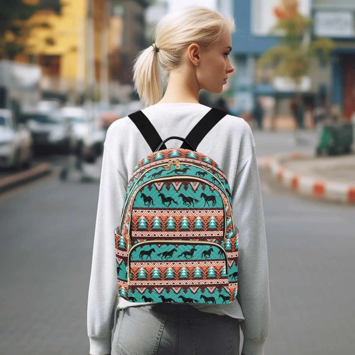 Tribal Aztec Print Mini Backpack for Women, Travel Backpack Purse for Ladies Fashion Shoulder Bag Daypack Travel Bag