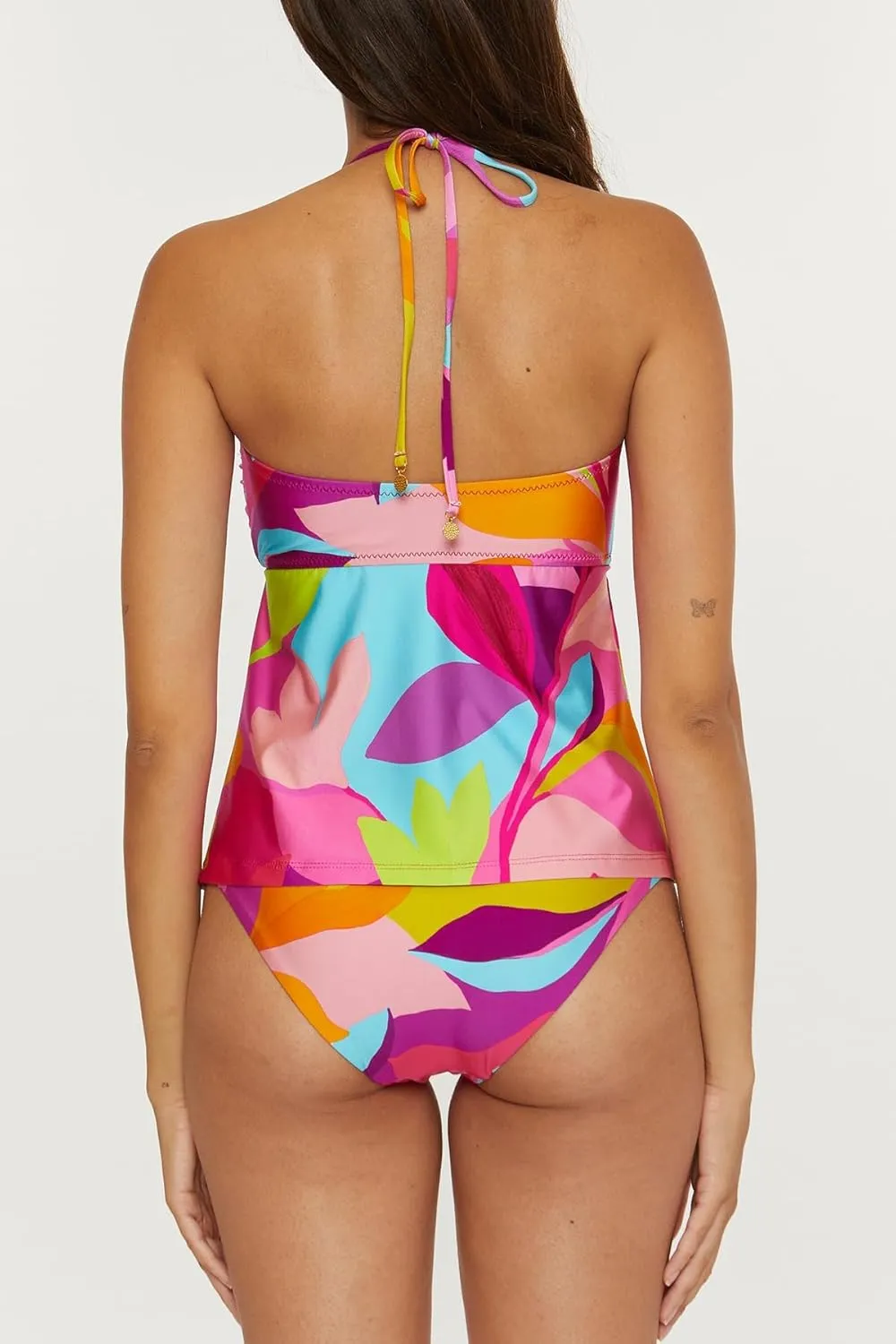 Trina Turk Women's Standard Lilleth Tankini Bikini Top, Floral Print, Adjustable, Tie Back, Swimwear Separates