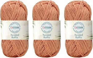 Troyarn Twisted Raffia Yarn for Crafting and Design for Creative Projects, Sustainable Soft Beach Bag,Hat, Hand Knitting Handbags Medium(4) 100% Polyester/(3x3.52 Oz)/(3x109 Yd) (11812 - Salmon)