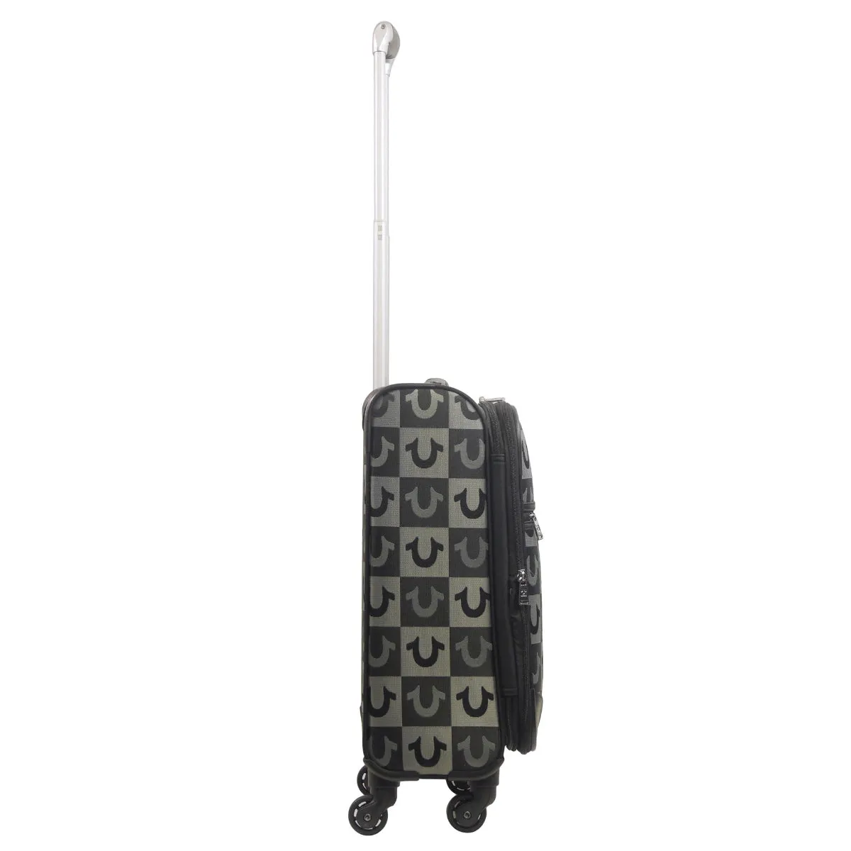 True Religion Black 23" Soft Sided Logo Checkered Spinner Luggage