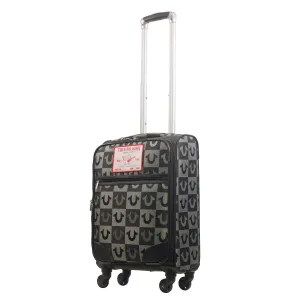 True Religion Black 23" Soft Sided Logo Checkered Spinner Luggage