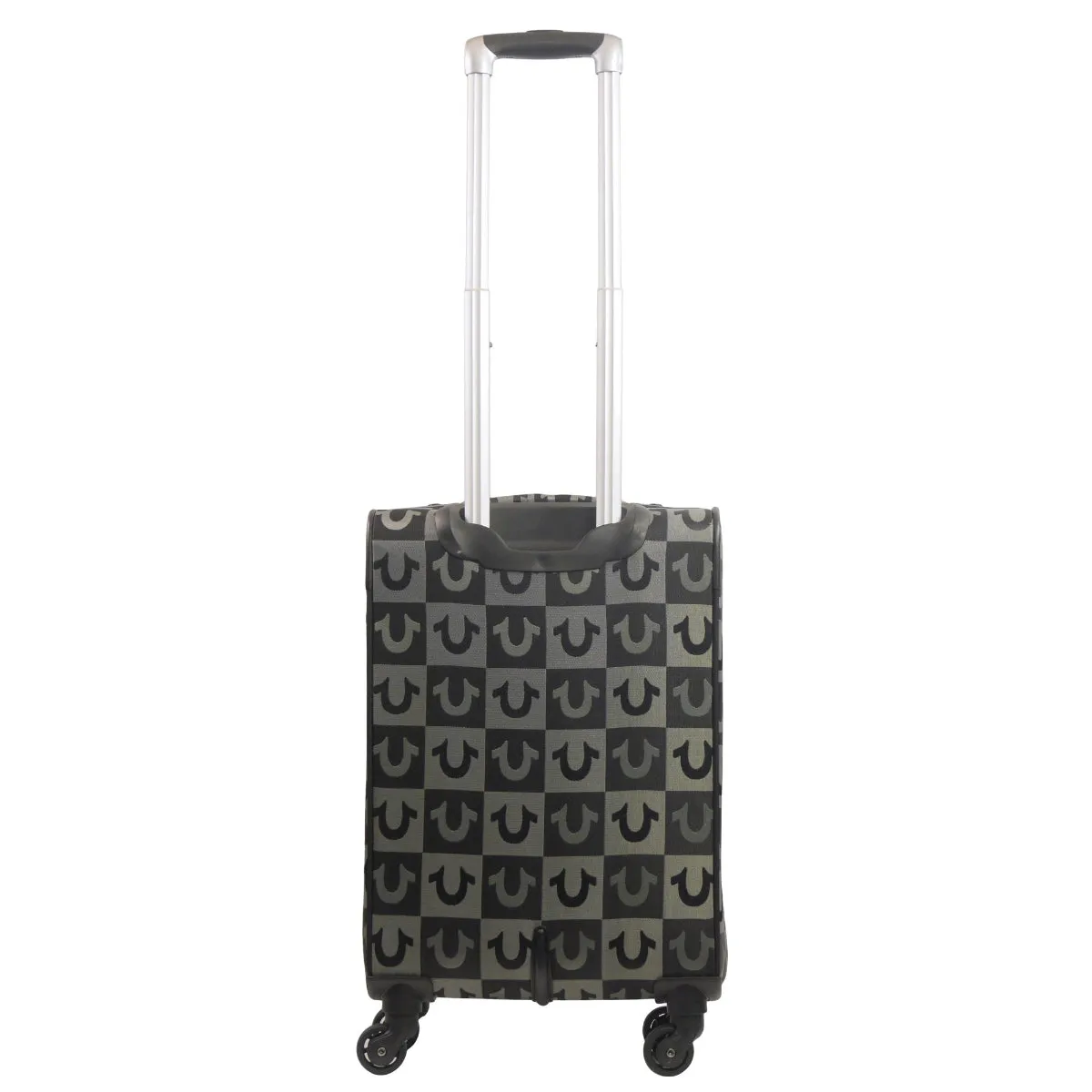 True Religion Black 23" Soft Sided Logo Checkered Spinner Luggage