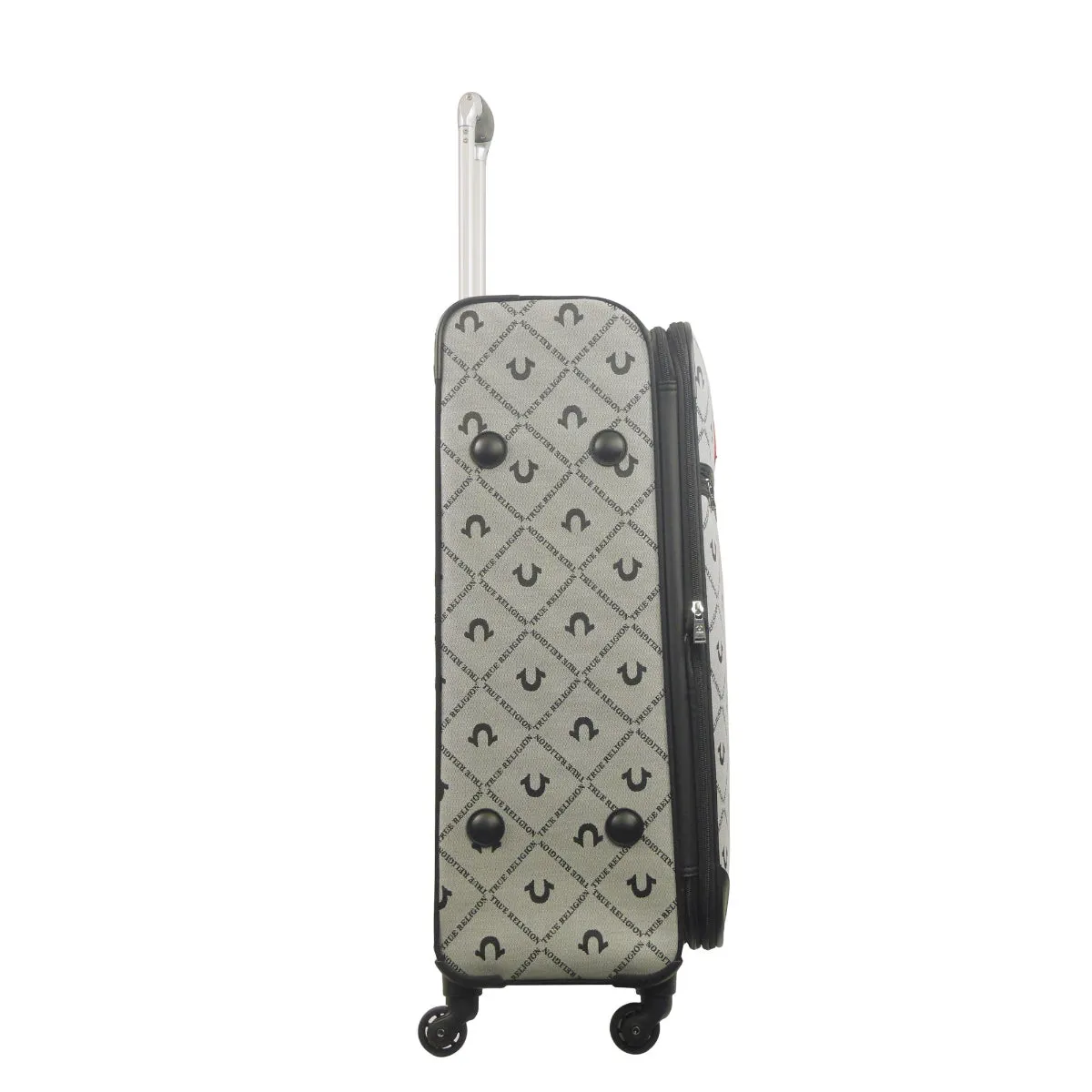 True Religion Grey 31" Soft Sided Logo Monogram Spinner Luggage