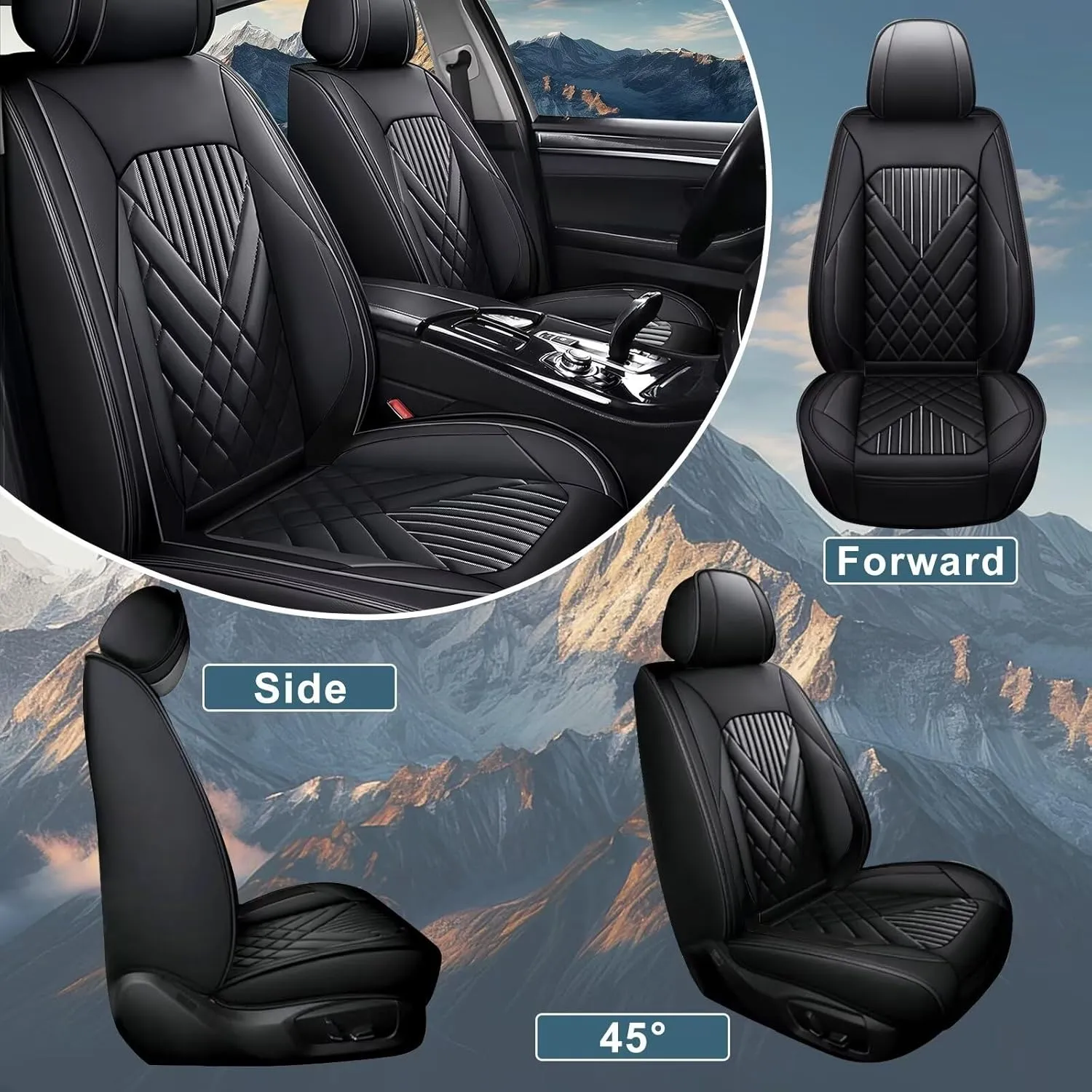 TTX LIGHTING 2PCS Car Seat Covers Fit for Jeep Patriot 2011-2016 2017 Front Seat Covers Waterproof Faux Leather Automotive Seat Protectors Cushions with Airbag Compatible(2 Front Seat,Black)