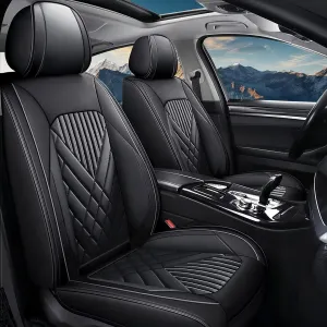 TTX LIGHTING 2PCS Car Seat Covers Fit for Jeep Patriot 2011-2016 2017 Front Seat Covers Waterproof Faux Leather Automotive Seat Protectors Cushions with Airbag Compatible(2 Front Seat,Black)
