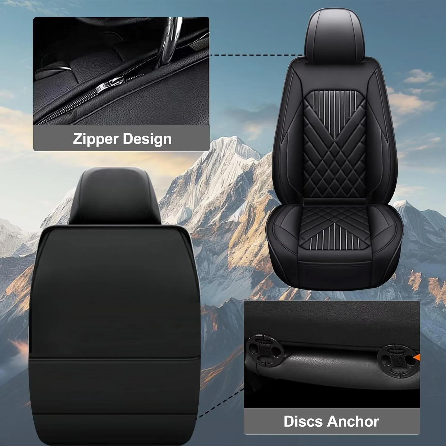 TTX LIGHTING 2PCS Car Seat Covers Fit for Jeep Patriot 2011-2016 2017 Front Seat Covers Waterproof Faux Leather Automotive Seat Protectors Cushions with Airbag Compatible(2 Front Seat,Black)