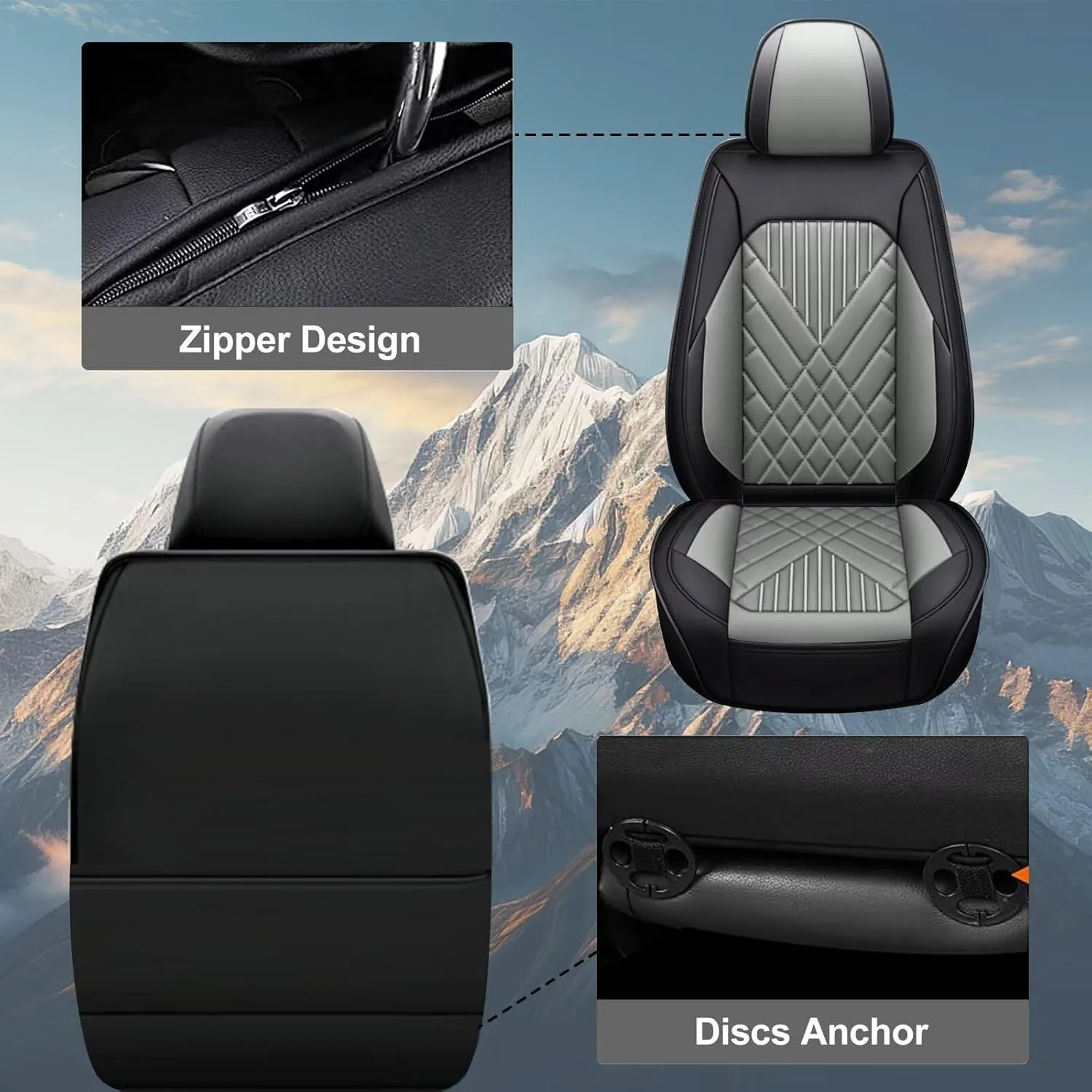 TTX LIGHTING 2PCS Car Seat Covers Fit for Jeep Patriot 2011-2016 2017 Front Seat Covers Waterproof Faux Leather Automotive Seat Protectors Cushions with Airbag Compatible(2 Front Seat,Black&Grey)