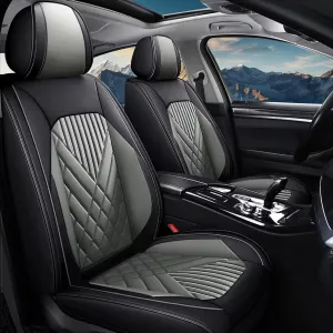 TTX LIGHTING 2PCS Car Seat Covers Fit for Jeep Patriot 2011-2016 2017 Front Seat Covers Waterproof Faux Leather Automotive Seat Protectors Cushions with Airbag Compatible(2 Front Seat,Black&Grey)