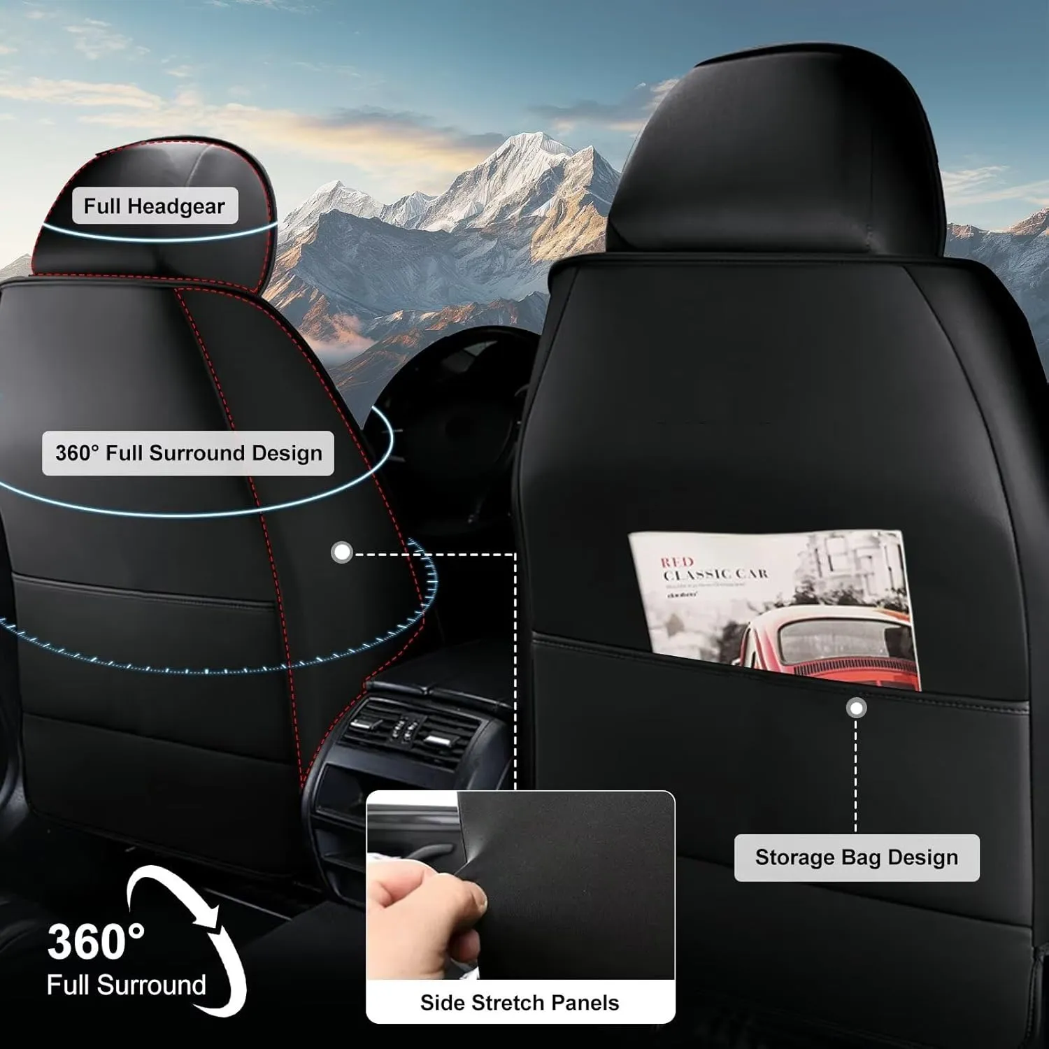 TTX LIGHTING 2PCS Car Seat Covers Fit for Jeep Patriot 2011-2016 2017 Front Seat Covers Waterproof Faux Leather Automotive Seat Protectors Cushions with Airbag Compatible(2 Front Seat,Black&Grey)