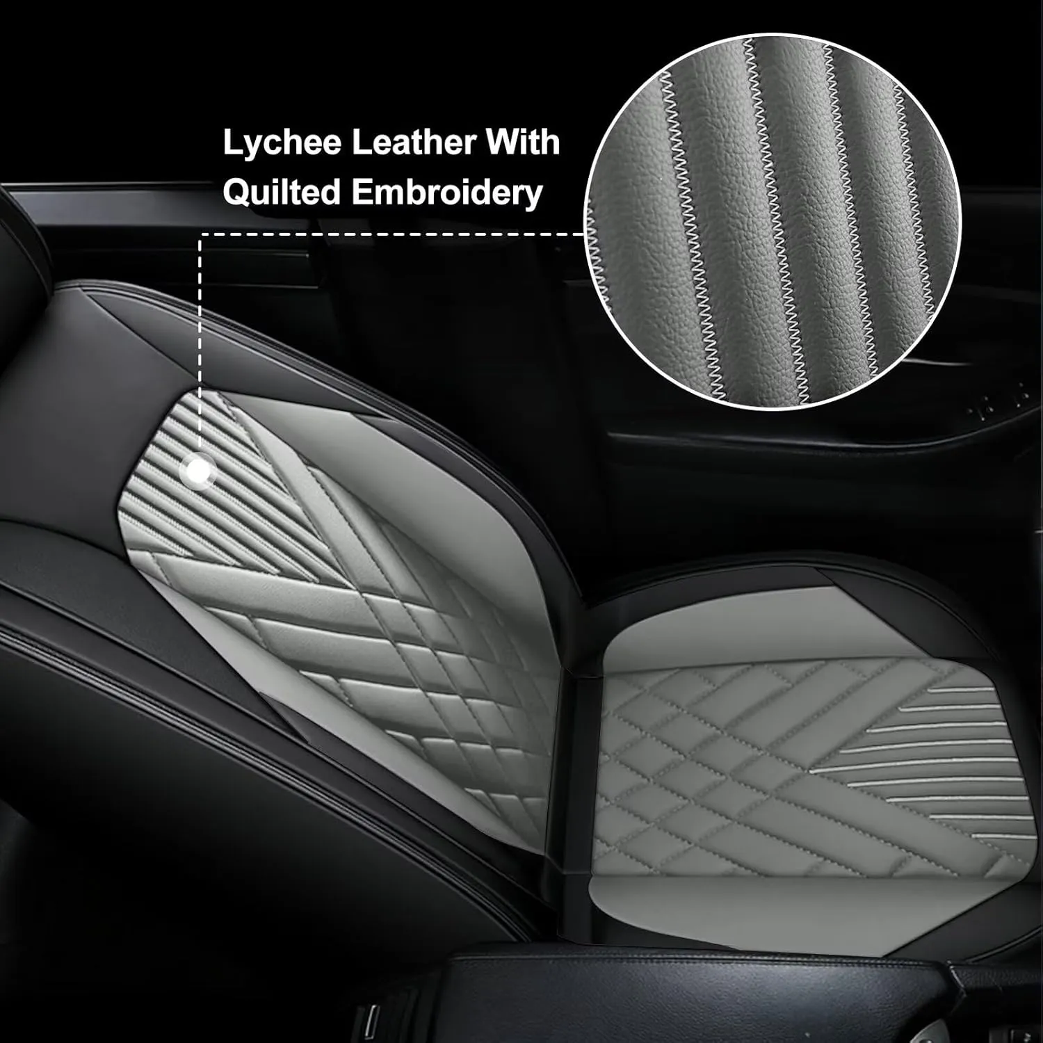 TTX LIGHTING 2PCS Car Seat Covers Fit for Jeep Patriot 2011-2016 2017 Front Seat Covers Waterproof Faux Leather Automotive Seat Protectors Cushions with Airbag Compatible(2 Front Seat,Black&Grey)