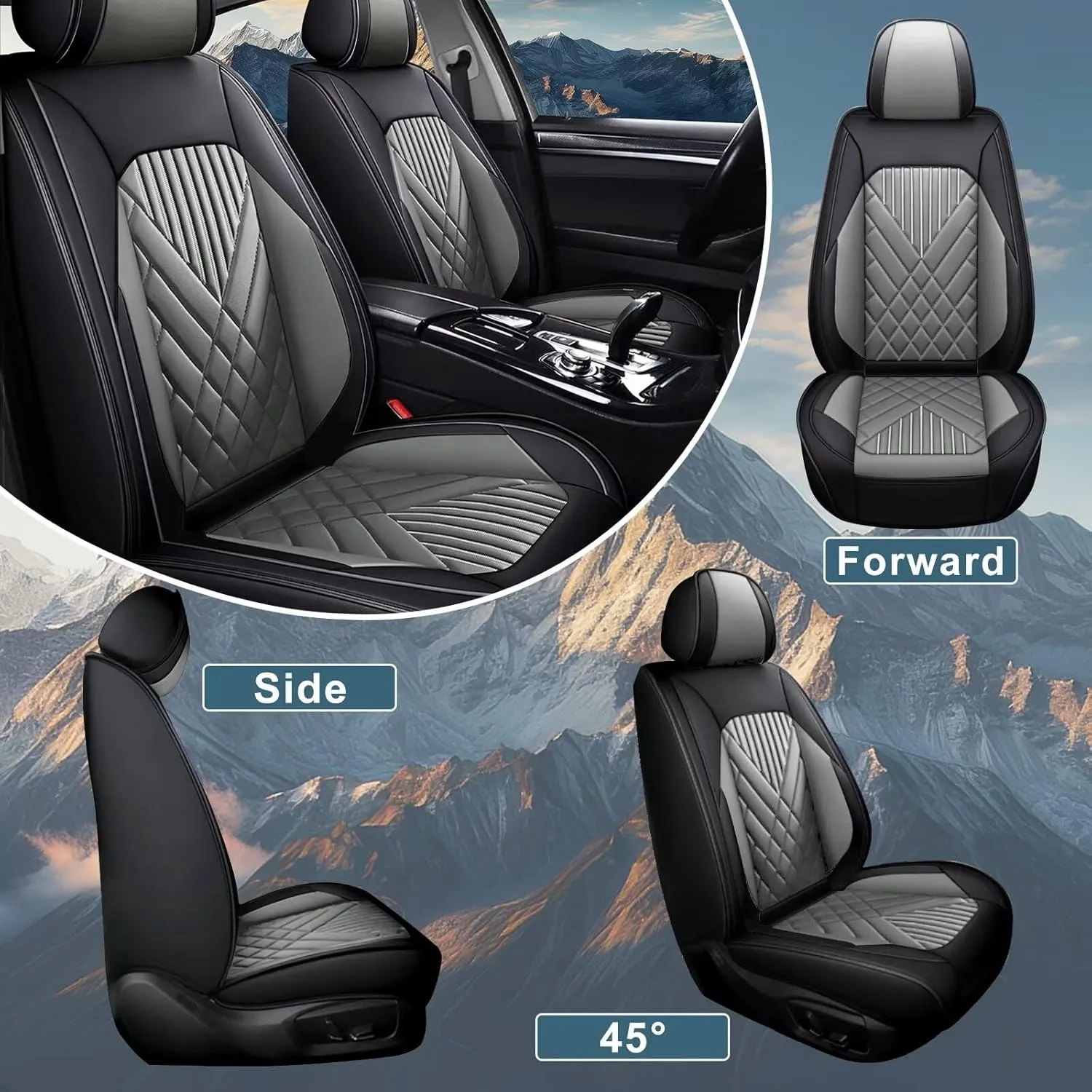 TTX LIGHTING 2PCS Car Seat Covers Fit for Jeep Patriot 2011-2016 2017 Front Seat Covers Waterproof Faux Leather Automotive Seat Protectors Cushions with Airbag Compatible(2 Front Seat,Black&Grey)