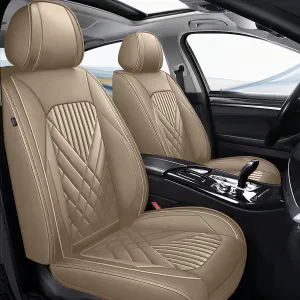 TTX LIGHTING Front Car Seat Covers Fit for Subaru Ascent 2019-2023 2024 2025 Waterproof Faux Leather Automotive Seat Protectors Cushions with Airbag Compatible(2 Front Seat,Beige)