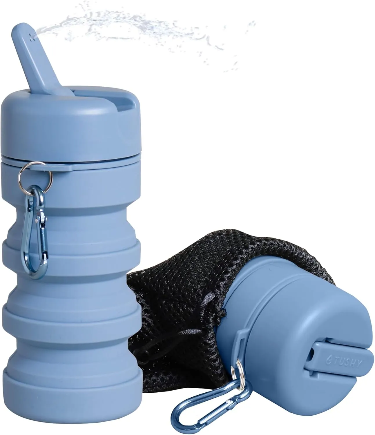 TUSHY Travel Bidet: Collapsible & Expandable for Discreet Portability, Refreshing Clean for Home, Camping, Outdoors & Travel (Helps Hemorrhoid Relief, Peri Bottle for Postpartum Care) (Glacier)