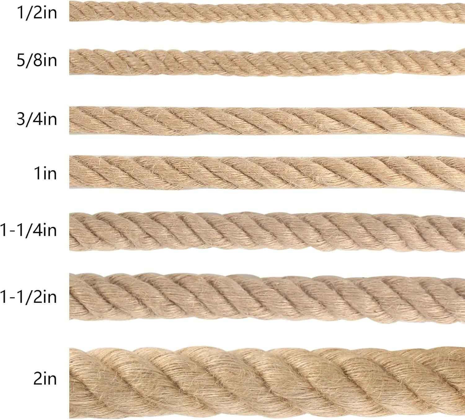 Twisted Manila Rope 1-1/2 in x 50 ft Natural Thick Hemp Rope for Railing Docks Tug of War Decorating Crafts Nautical Landscaping Swing Hammock