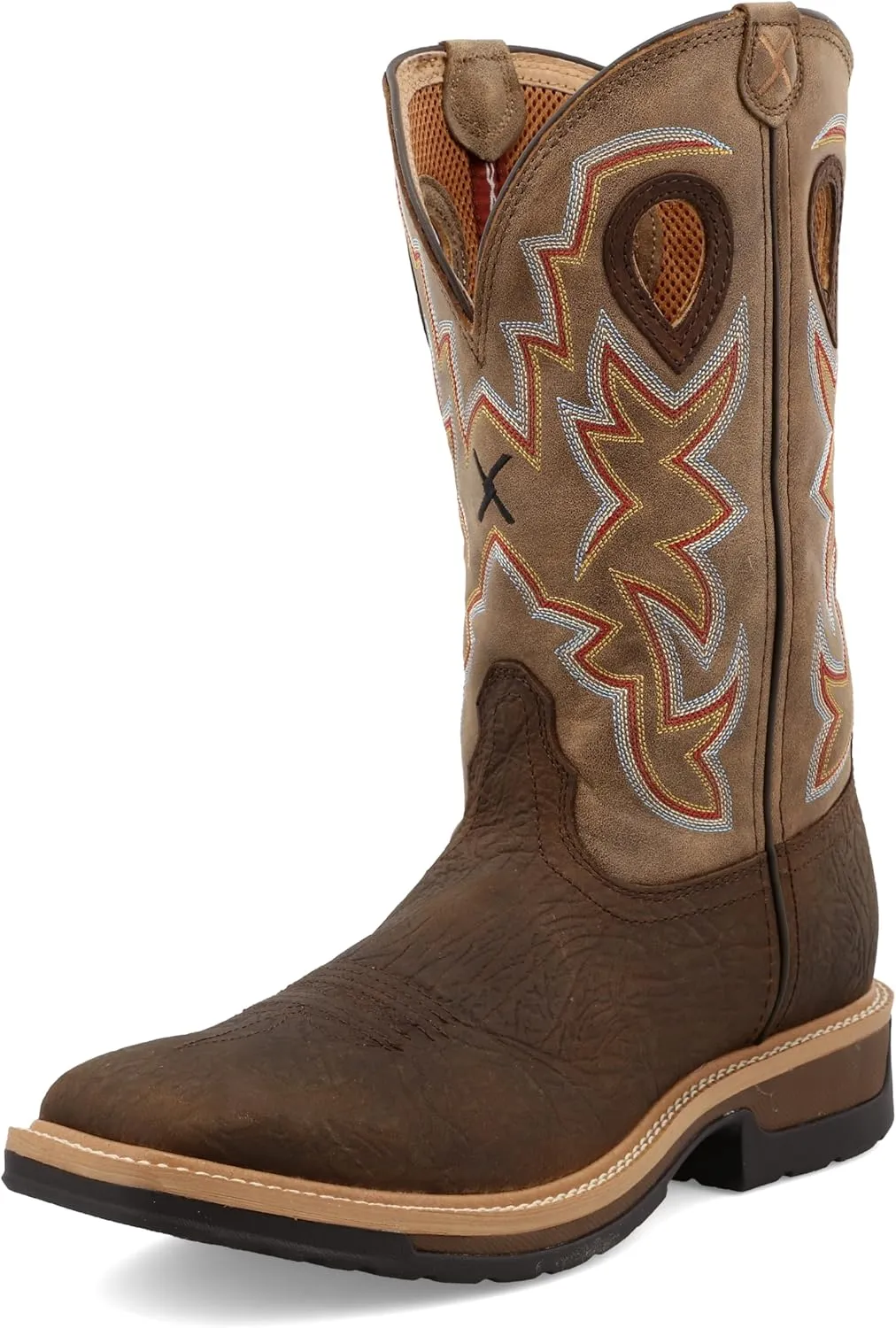 Twisted X Men's 12" Western Work Boot, Square Toe, Taupe & Bomber, 8.5 D