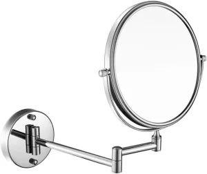 Two-Sided Swivel Wall Mounted Mirror Vanity Mirror, Makeup Vanity Cosmetic Mirror with 5X Magnifying Shaving Mirror,Silver_8 inch