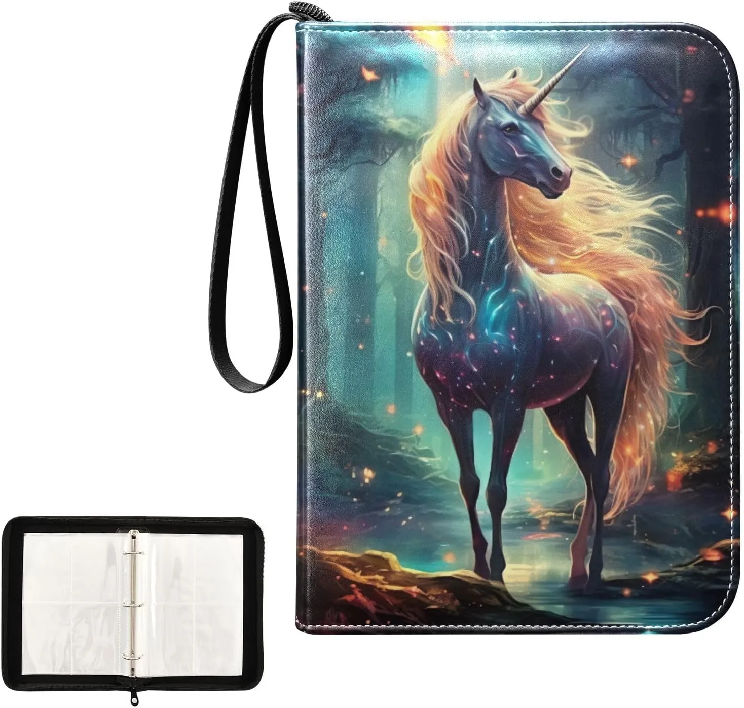Unicorn Waterproof Trading Card Binder,400-Pocket Trading Album Display Holder,Display Case with Card Sleeves Card Holder Protectors Set for Soccer Card,Gaming Cards, Yugioh, MTG and Other TCG 2013541