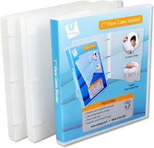 UniKeep 3 Ring View Binder - Binder Case is Fully Enclosed - Available in White, Clear, or Black and in Various Spine Widths (Pack of 3, Clear, 1.0 Inch)