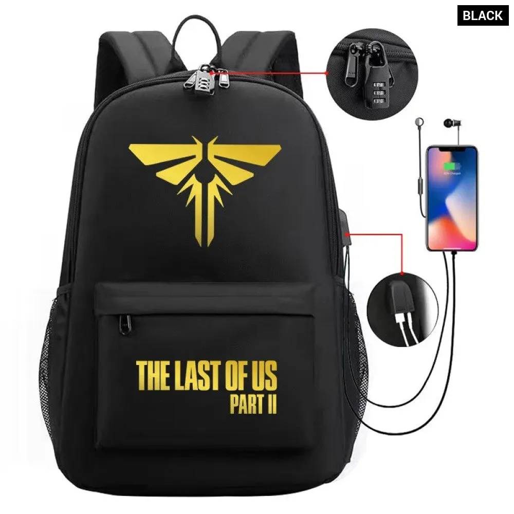 Unisex the Last of us Usb Charging An-ti Lost Kids School Bag Black