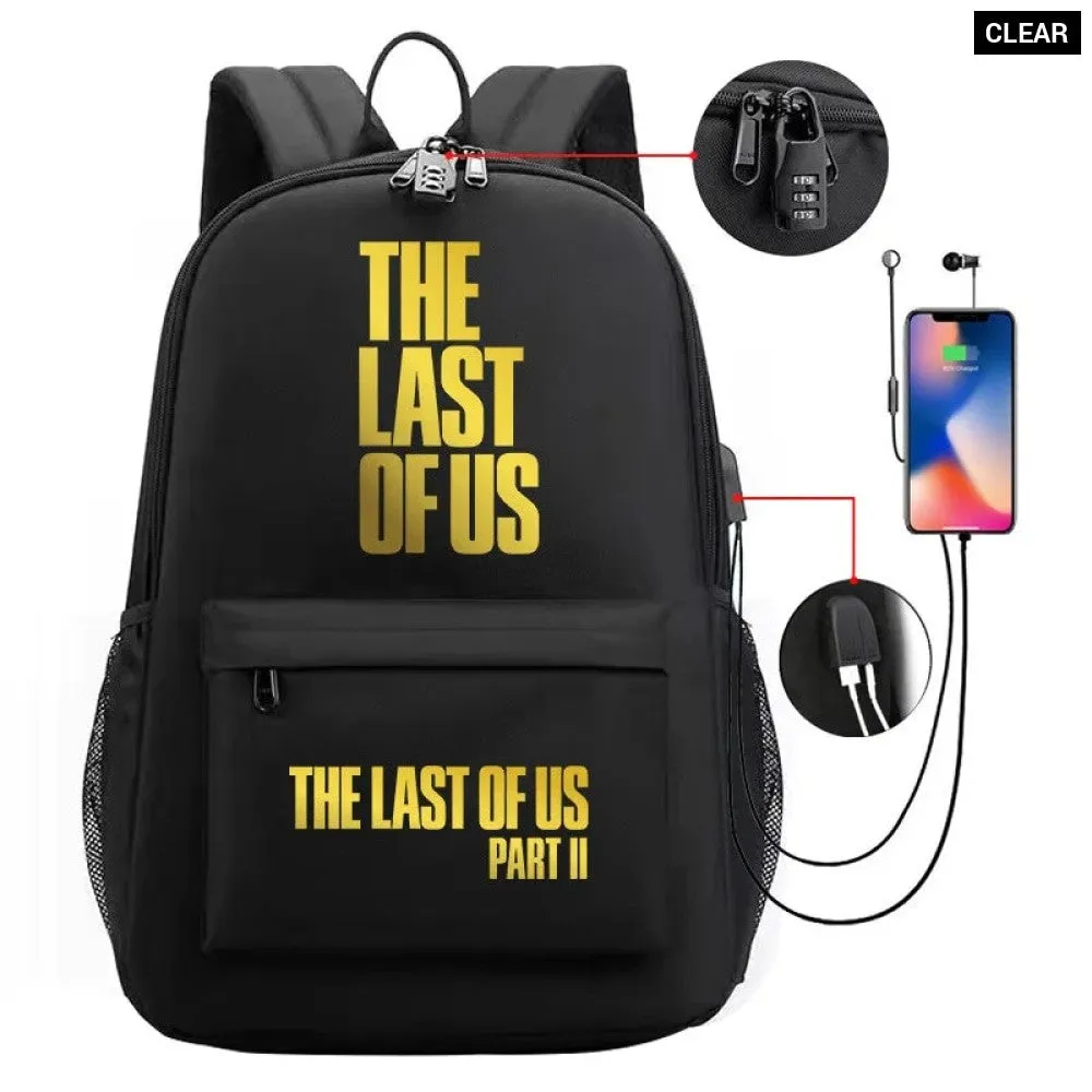 Unisex the Last of us Usb Charging An-ti Lost Kids School Bag Black