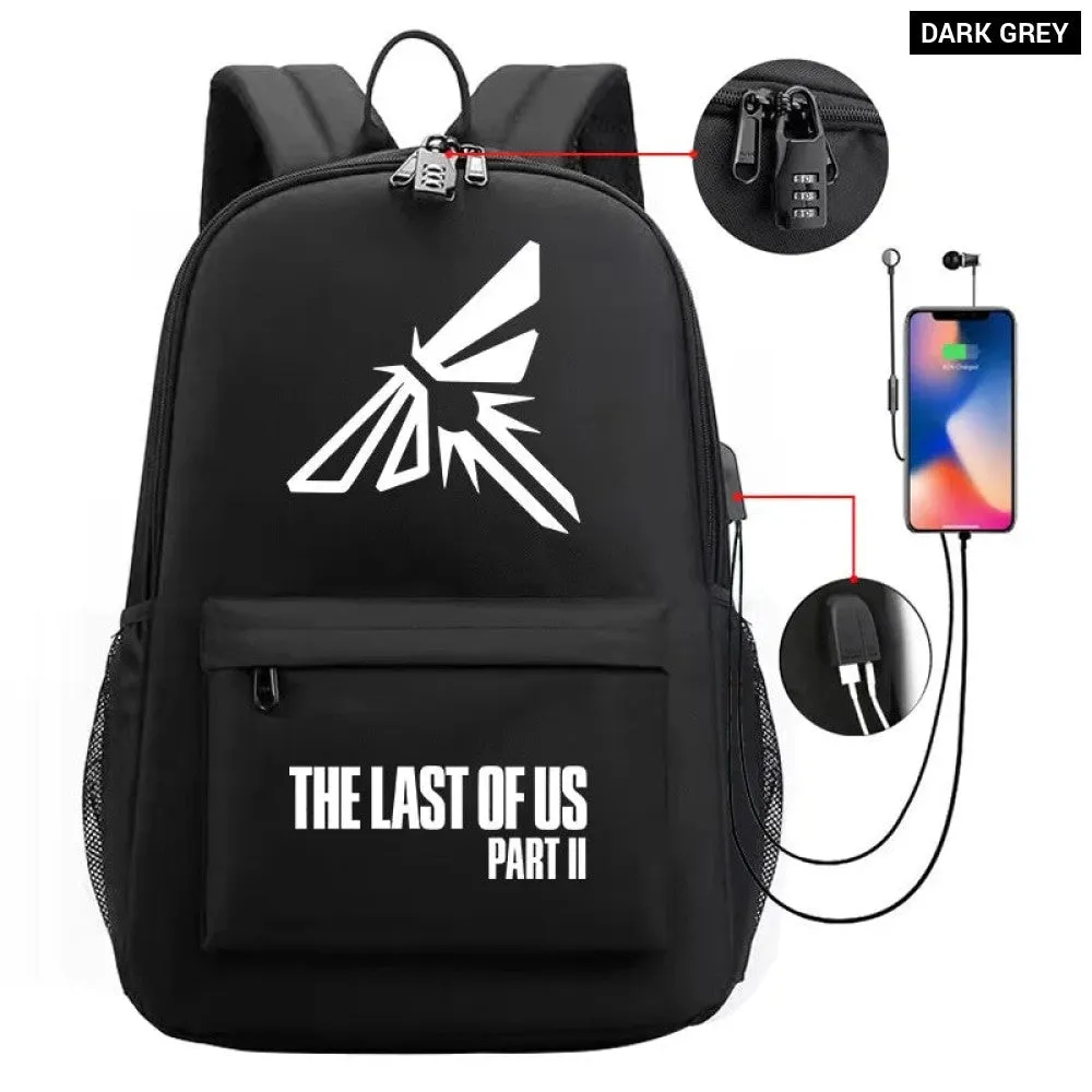 Unisex the Last of us Usb Charging An-ti Lost Kids School Bag Black