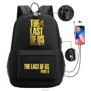 Unisex the Last of us Usb Charging An-ti Lost Kids School Bag Black