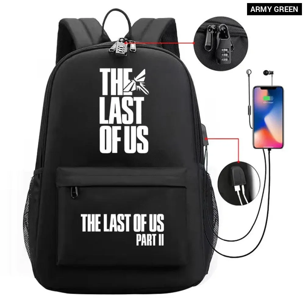 Unisex the Last of us Usb Charging An-ti Lost Kids School Bag Black