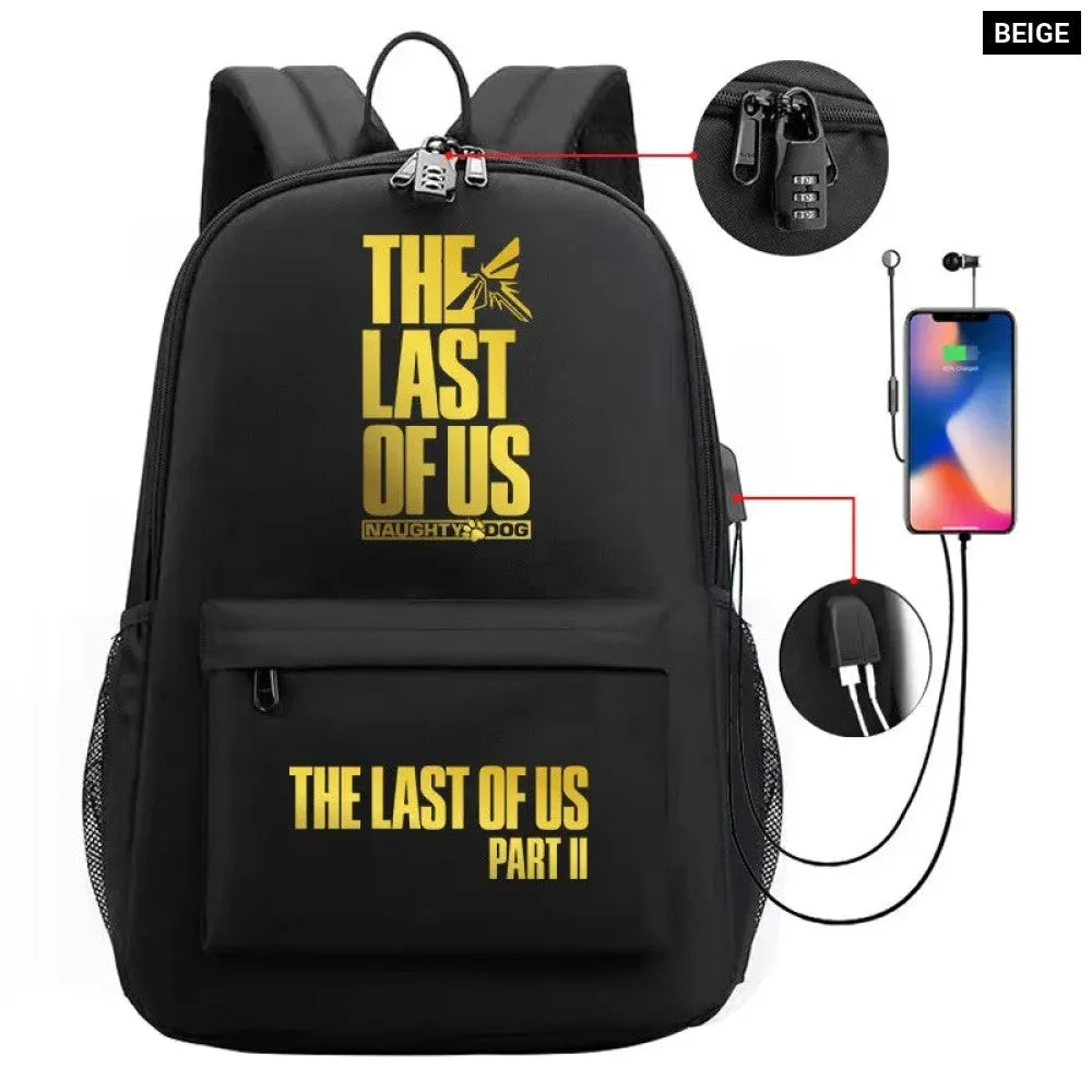 Unisex the Last of us Usb Charging An-ti Lost Kids School Bag Black
